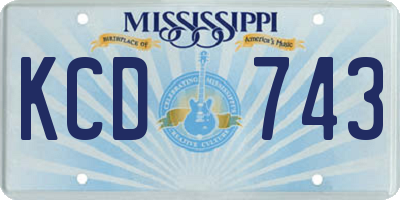MS license plate KCD743