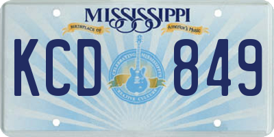 MS license plate KCD849