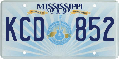 MS license plate KCD852