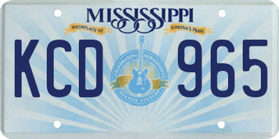 MS license plate KCD965