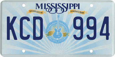 MS license plate KCD994