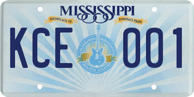 MS license plate KCE001