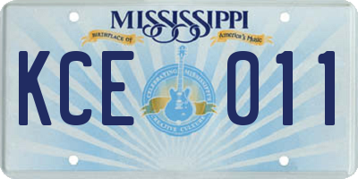 MS license plate KCE011