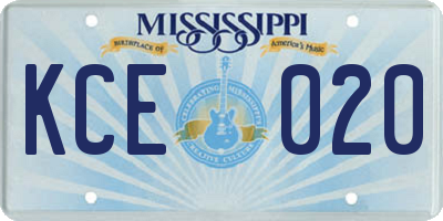 MS license plate KCE020