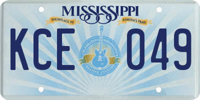 MS license plate KCE049