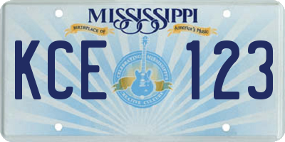MS license plate KCE123