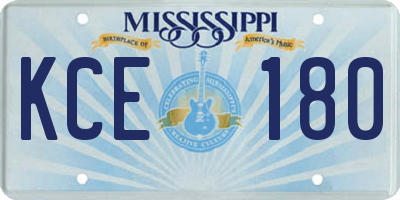 MS license plate KCE180