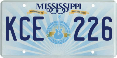 MS license plate KCE226