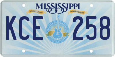 MS license plate KCE258