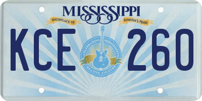 MS license plate KCE260