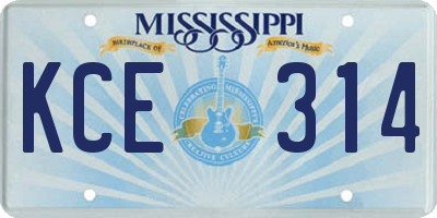 MS license plate KCE314