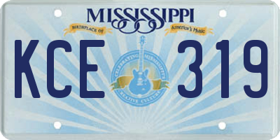 MS license plate KCE319