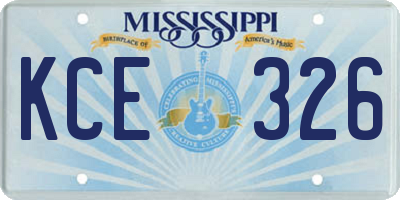 MS license plate KCE326