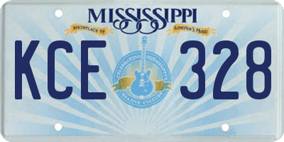 MS license plate KCE328