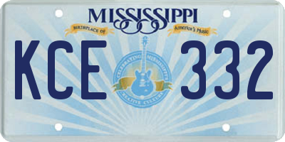 MS license plate KCE332
