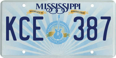 MS license plate KCE387