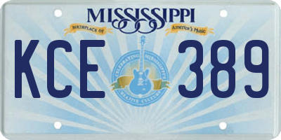 MS license plate KCE389