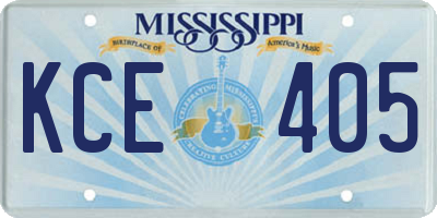 MS license plate KCE405