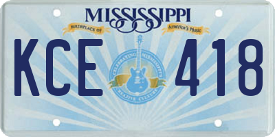 MS license plate KCE418