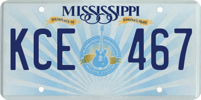 MS license plate KCE467