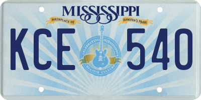 MS license plate KCE540