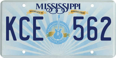 MS license plate KCE562