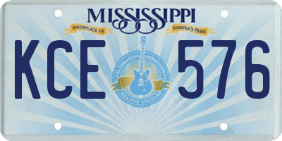 MS license plate KCE576