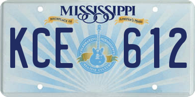 MS license plate KCE612