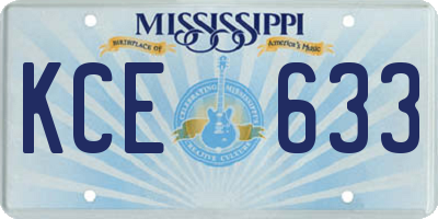 MS license plate KCE633