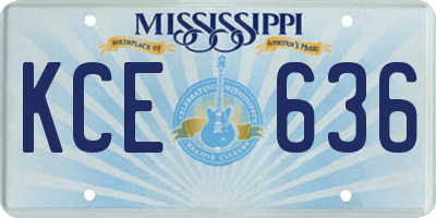MS license plate KCE636