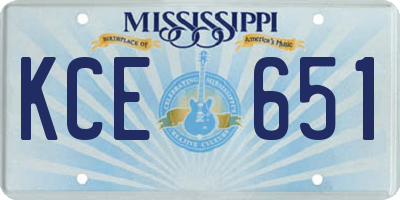 MS license plate KCE651