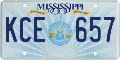MS license plate KCE657