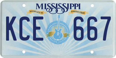 MS license plate KCE667