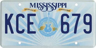 MS license plate KCE679