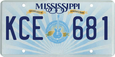 MS license plate KCE681