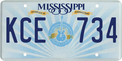 MS license plate KCE734