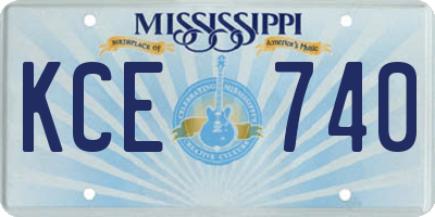 MS license plate KCE740