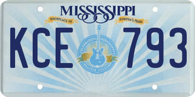 MS license plate KCE793