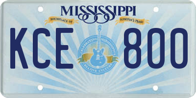 MS license plate KCE800