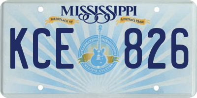 MS license plate KCE826