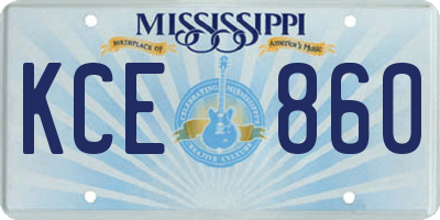 MS license plate KCE860