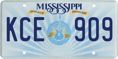 MS license plate KCE909
