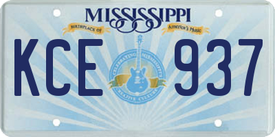 MS license plate KCE937