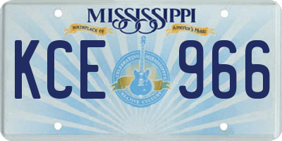 MS license plate KCE966