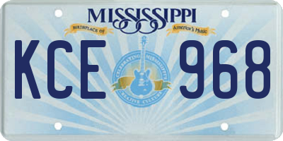 MS license plate KCE968
