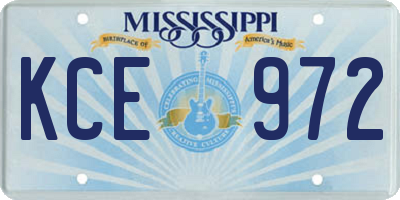 MS license plate KCE972
