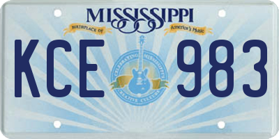 MS license plate KCE983