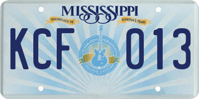 MS license plate KCF013