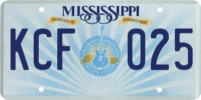 MS license plate KCF025