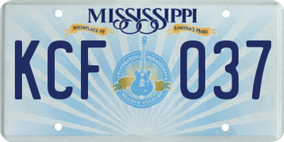 MS license plate KCF037